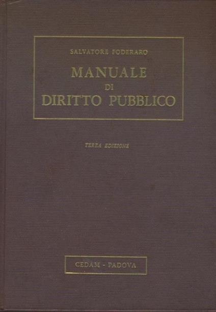 Manuale di diritto pubblico - Salvatore Foderaro - copertina