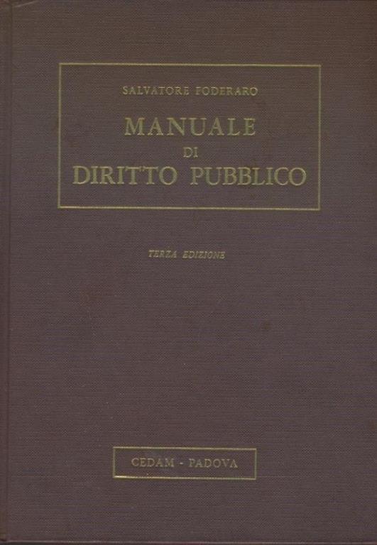 Manuale di diritto pubblico - Salvatore Foderaro - copertina