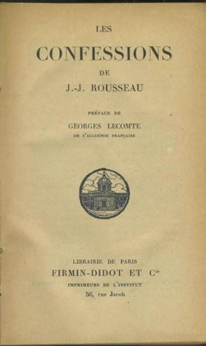 Les confessions - Jean-Jacques Rousseau - copertina