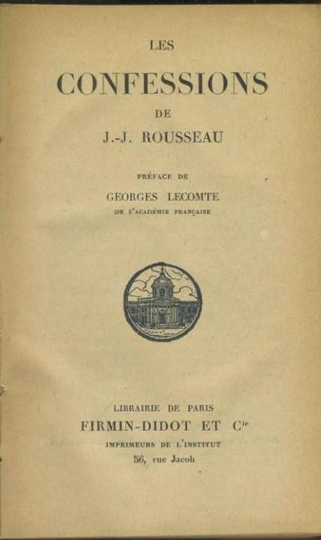 Les confessions - Jean-Jacques Rousseau - copertina
