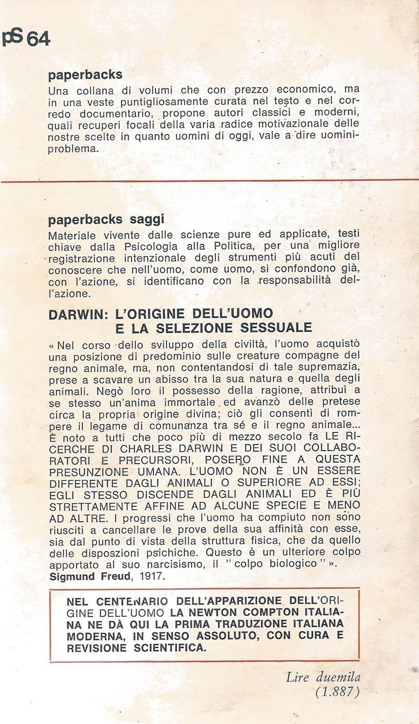 L' origine dell'uomo e la selezione sessuale