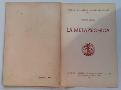 La  metapsichica - Antonio Bruers - copertina