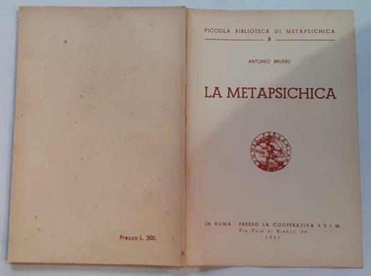 La  metapsichica - Antonio Bruers - copertina