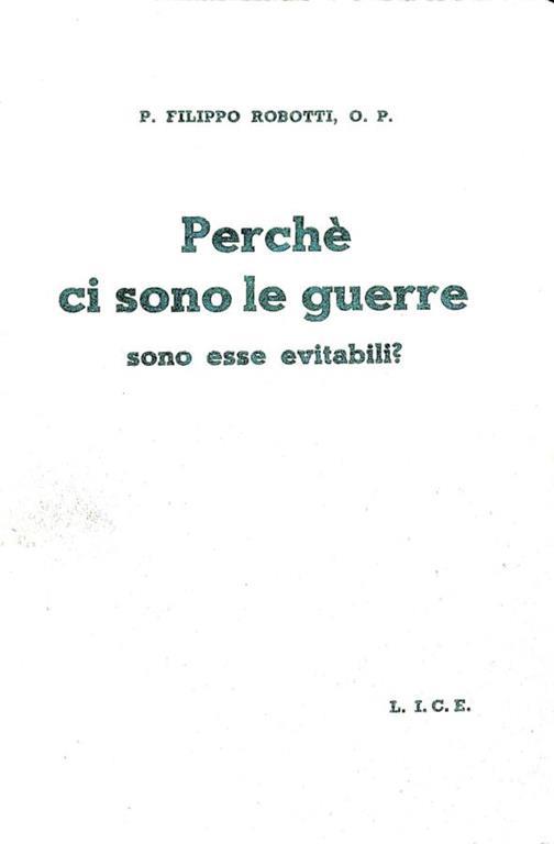 Perché ci sono le guerre - sono esse evitabili? - copertina