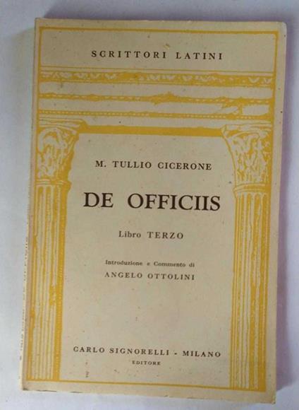 De Officiis. Libro primo - M. Tullio Cicerone - copertina