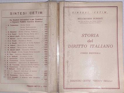 Storia del diritto italiano - Melchiorre Roberti - copertina
