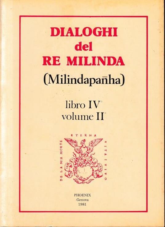 Dialoghi del Re Milinda (Milindapanha) libro IV, volume II - copertina