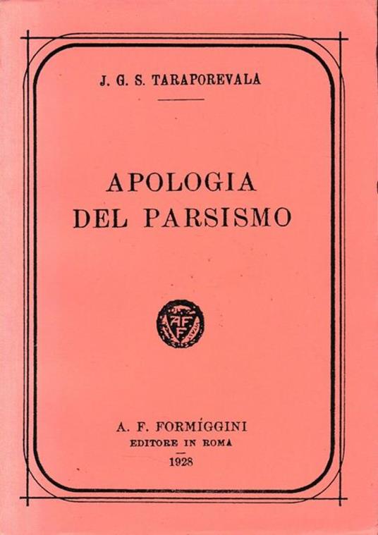 Apologia del Parsismo - copertina