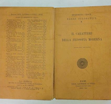 Il carattere della filosofia moderna - Benedetto Croce - copertina