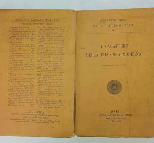 Il carattere della filosofia moderna - Benedetto Croce - copertina