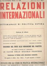 Relazioni Internazionali: settimanale di politica estera. Discorso del Duce alle gerarchie del partito (n. 47. 1940)