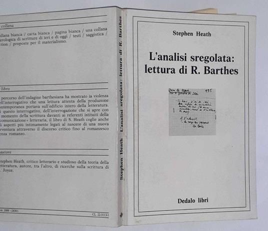 L' analisi sregolata:lettura di R. Barthes - Stephen Heath - copertina