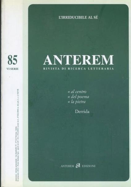 Anterem. Rivista di ricerca letteraria. N.85 - copertina