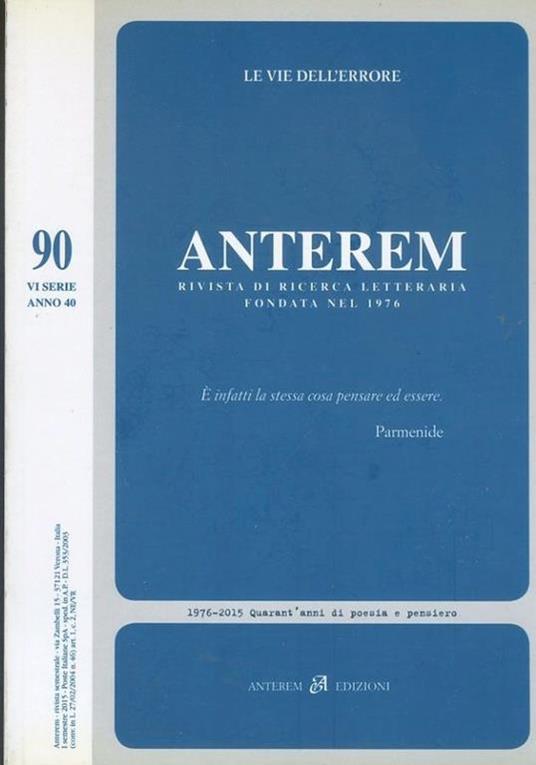 Anterem. Rivista di ricerca letteraria. N. 90 - copertina