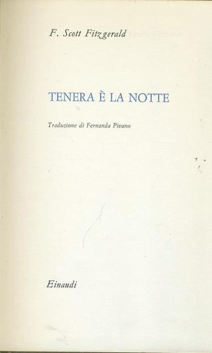 Tenera è la notte - Francis Scott Fitzgerald - copertina