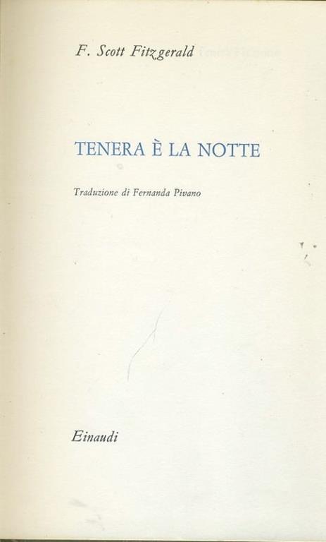 Tenera è la notte - Francis Scott Fitzgerald - copertina