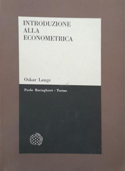 Introduzione alla econometrica - Oskar Lange - copertina