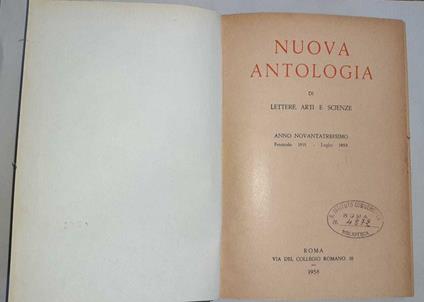 Nuova antologia di lettere, arti e scienze anno novantatreesimo - copertina