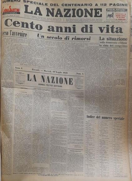 Quotidiano "La Nazione, L'Avanti, Il Giorno, Paese Sera, Il Popolo, Il Tempo" - copertina