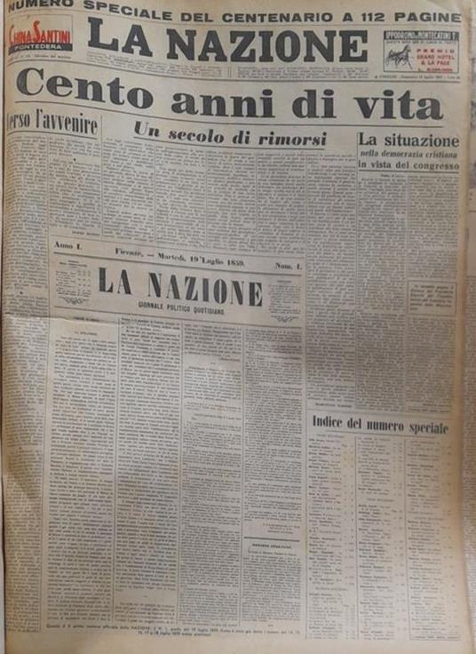 Quotidiano "La Nazione, L'Avanti, Il Giorno, Paese Sera, Il Popolo, Il Tempo" - copertina