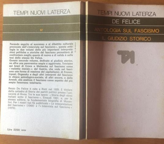 Antologia sul Fascismo - Renzo De Felice - copertina