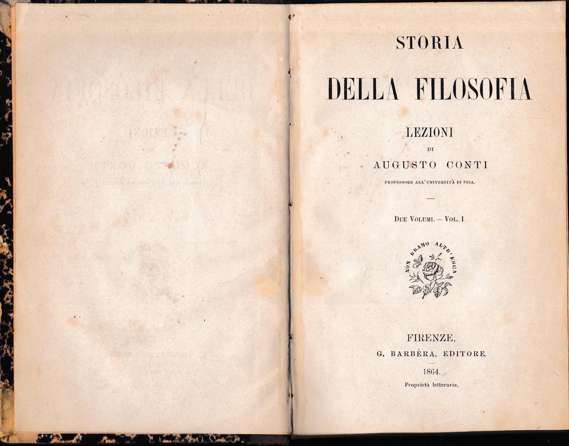 Storia della filosofia. Lezioni di Augusto Conti, volume I. Un volume