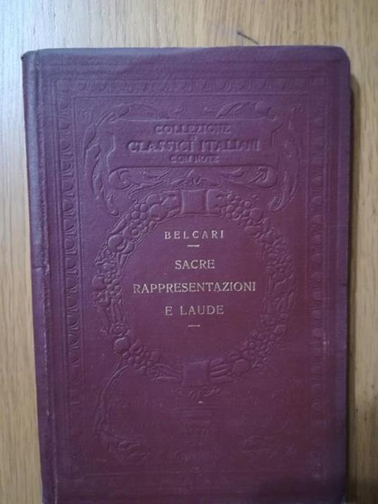 Sacre rappresentazioni e laude - Feo Belcari - copertina