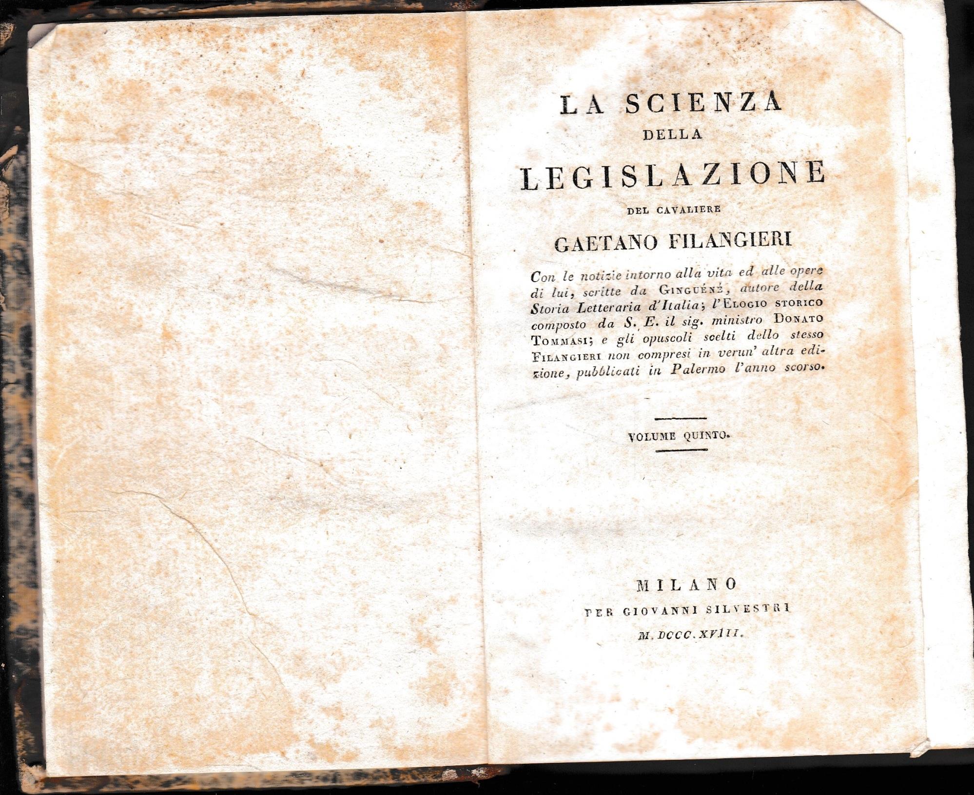 La scienza della legislazione, volume quinto