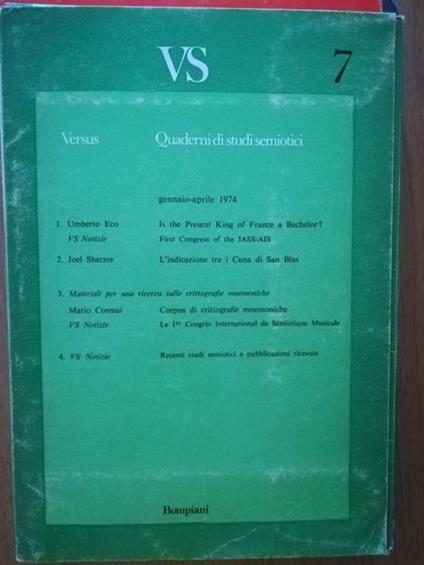 VS quaderni di studi semiotici 7 - copertina