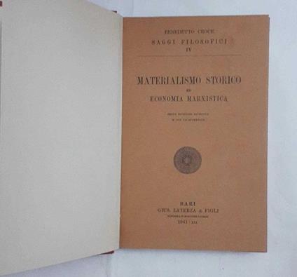 Materialismo storico ed economia marxistica - Benedetto Croce - copertina