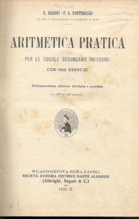Aritmetica pratica - copertina