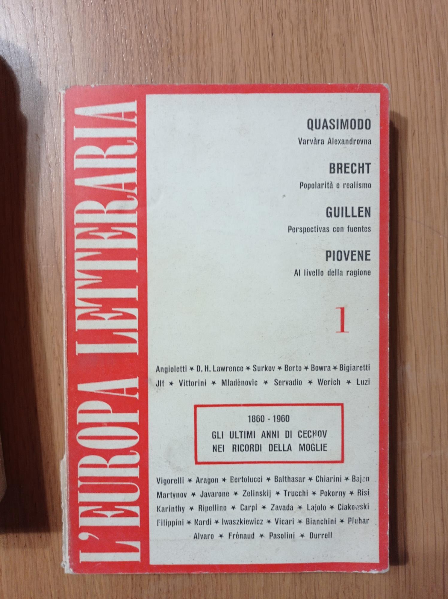 L' Europa letteraria: 1860 -1960nGLI ULTIMI ANNI DI CECHOV NEI RICORDI DELLA MOGLIE