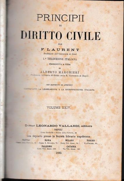Principii di Diritto Civile, vol. 24 - F. Laurenti - copertina