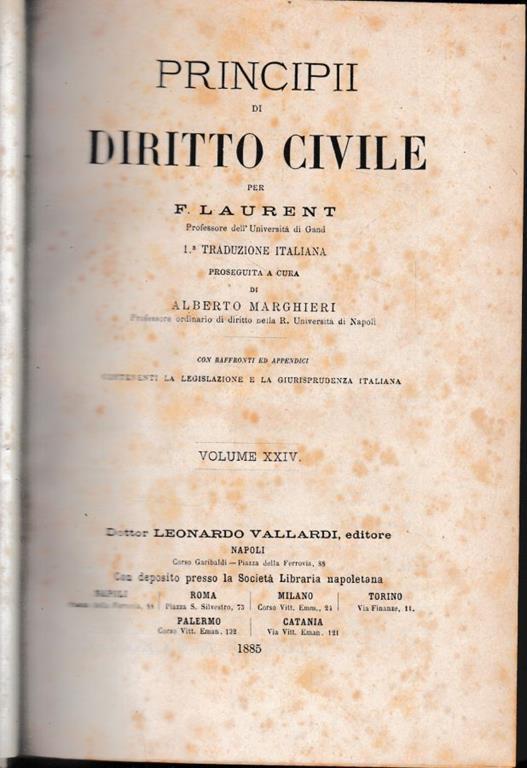 Principii di Diritto Civile, vol. 24 - F. Laurenti - copertina