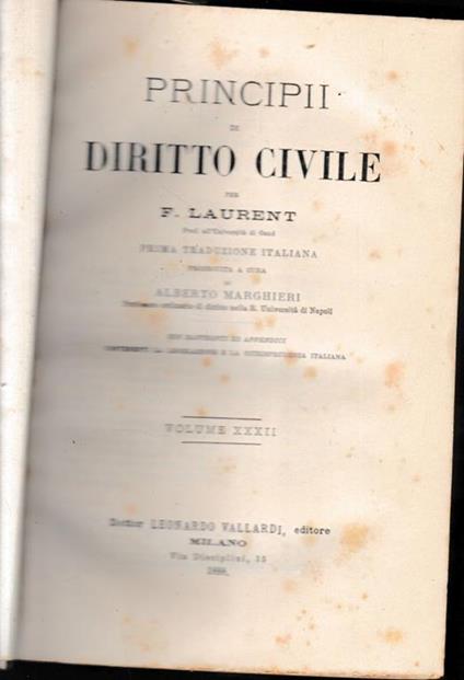 Principii di Diritto Civile, vol. 32 - F. Laurenti - copertina