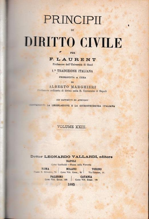 Principii di Diritto Civile, vol. 23 - F. Laurenti - copertina