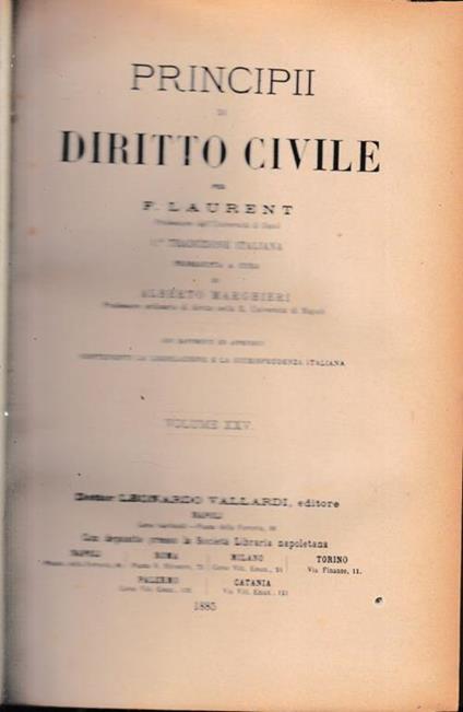 Principii di Diritto Civile, vol. 25 - F. Laurenti - copertina