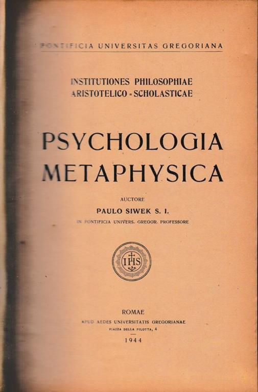 Psychologia Metaphysica - copertina