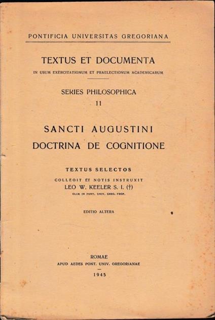 Sancti Augustini doctrina de cognitione - copertina