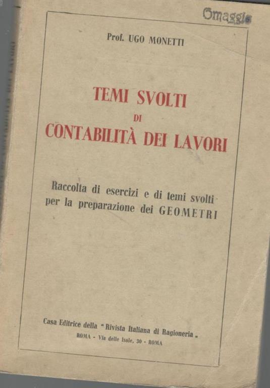 Temi svolti di contabilità dei lavori - Ugo Monetti - copertina