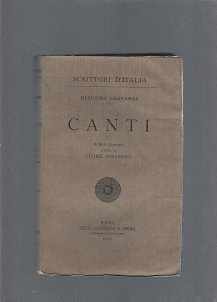 Canti - Giacomo Leopardi - copertina