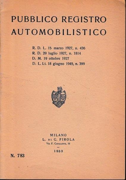 Pubblico Registro Automobilistico - copertina