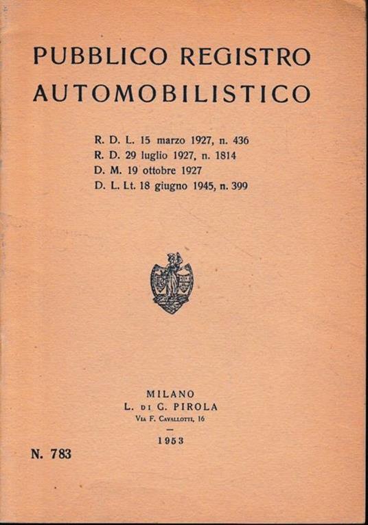 Pubblico Registro Automobilistico - copertina