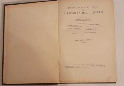 Rivista internazionale di filosofia del diritto. Anno XXVII Serie III - copertina
