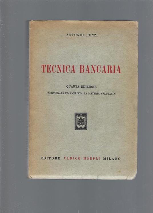 Tecnica bancaria - Antonio Renzi - copertina