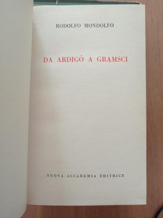Da Ardigò a Gramsci - Rodolfo Mondolfo - copertina