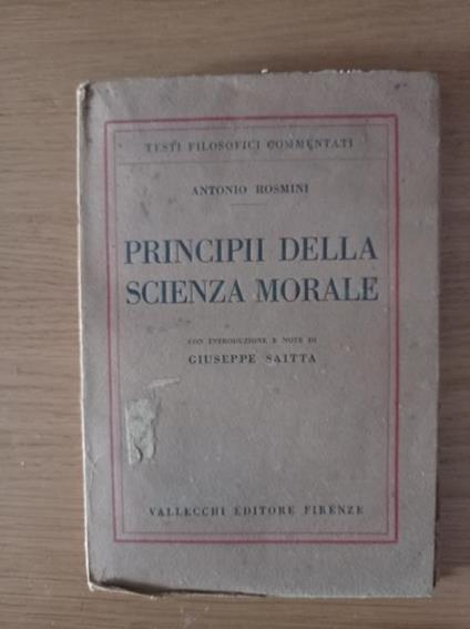 Principii della scienza morale - Antonio Rosmini - copertina