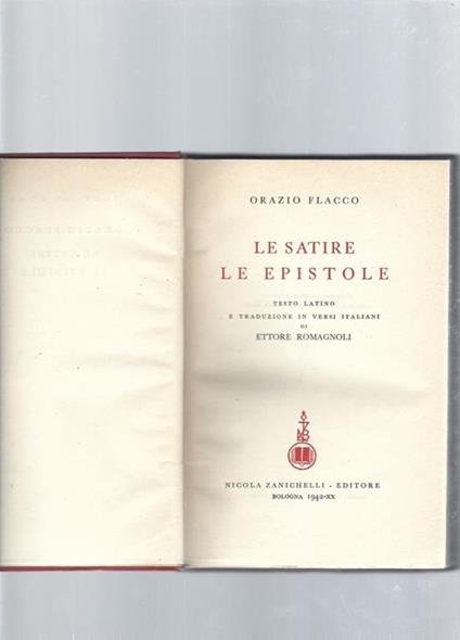 Satire e epistole - Q. Flacco Orazio - copertina