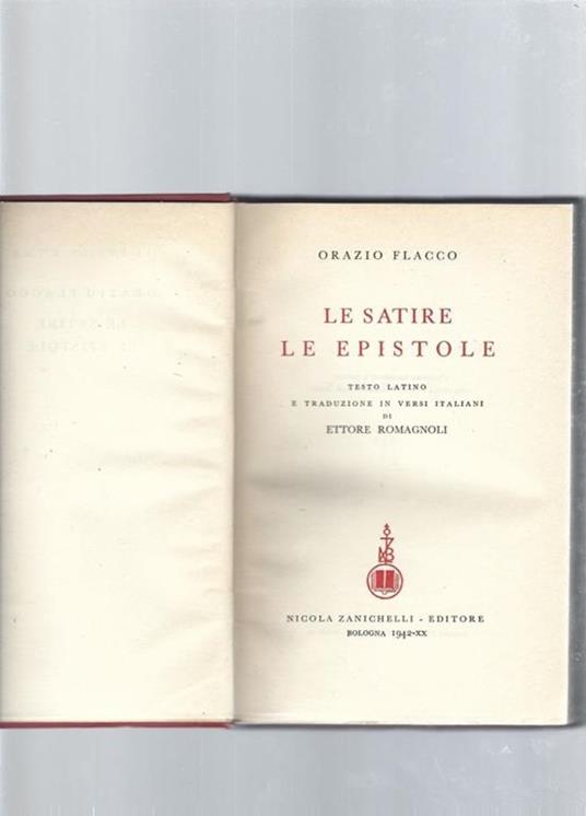 Satire e epistole - Q. Flacco Orazio - copertina