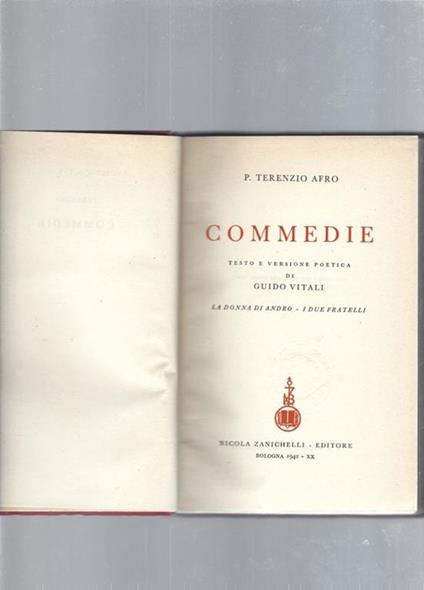 Commedie - P. Afro Terenzio - copertina